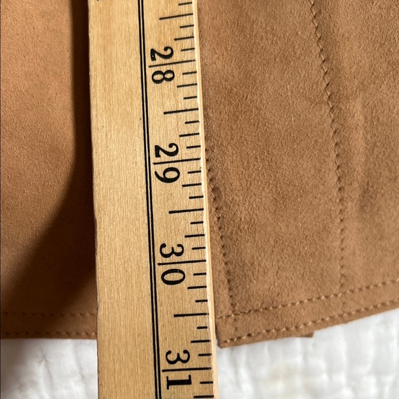 Shaan Mens Tan Suede Jacket Shirt snaps nwot XL lined - Picture 9 of 11